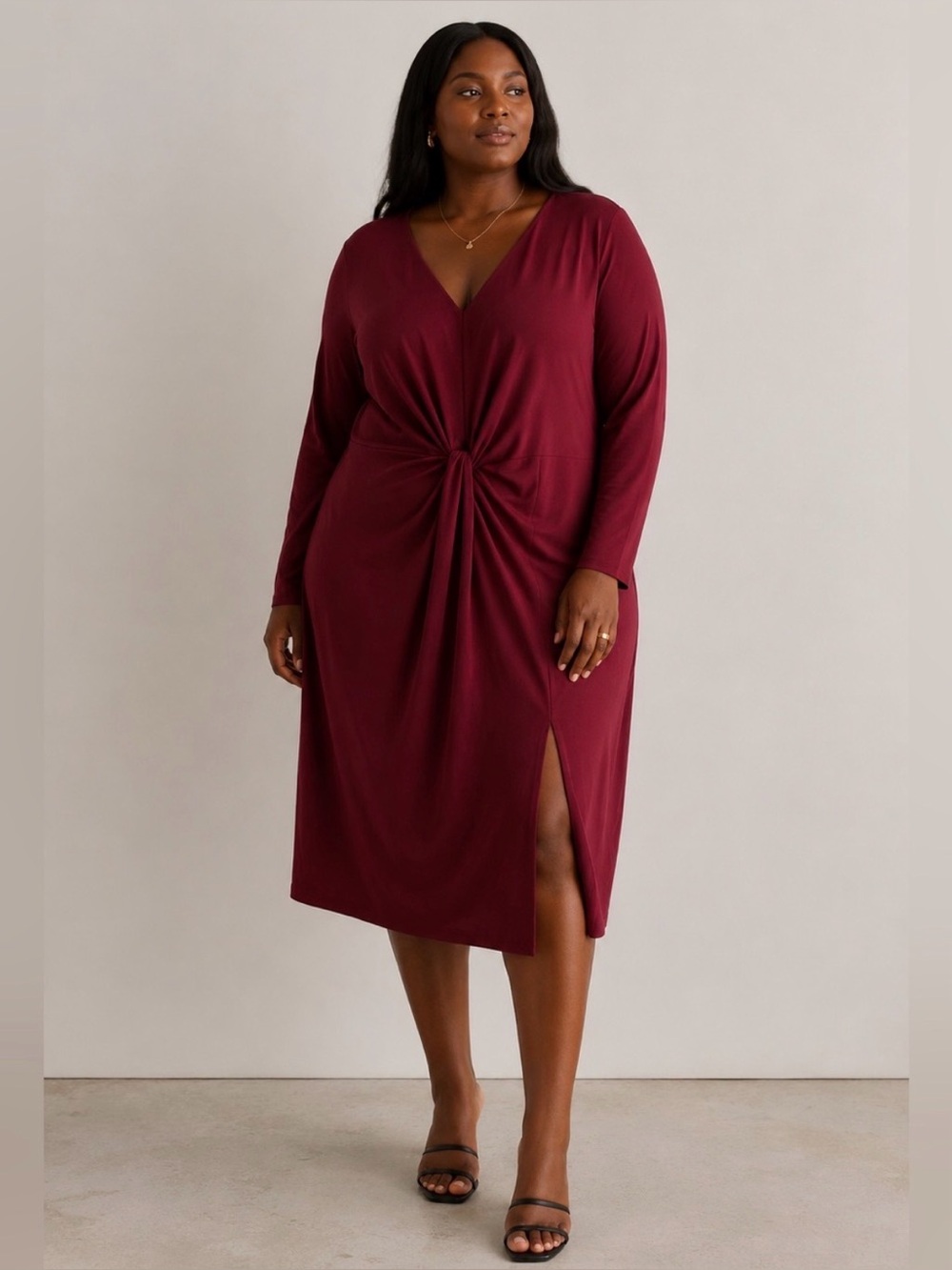 NWT Universal Standard Burgundy Twist Front Midi Dress Plus Size 26/28 (XL)